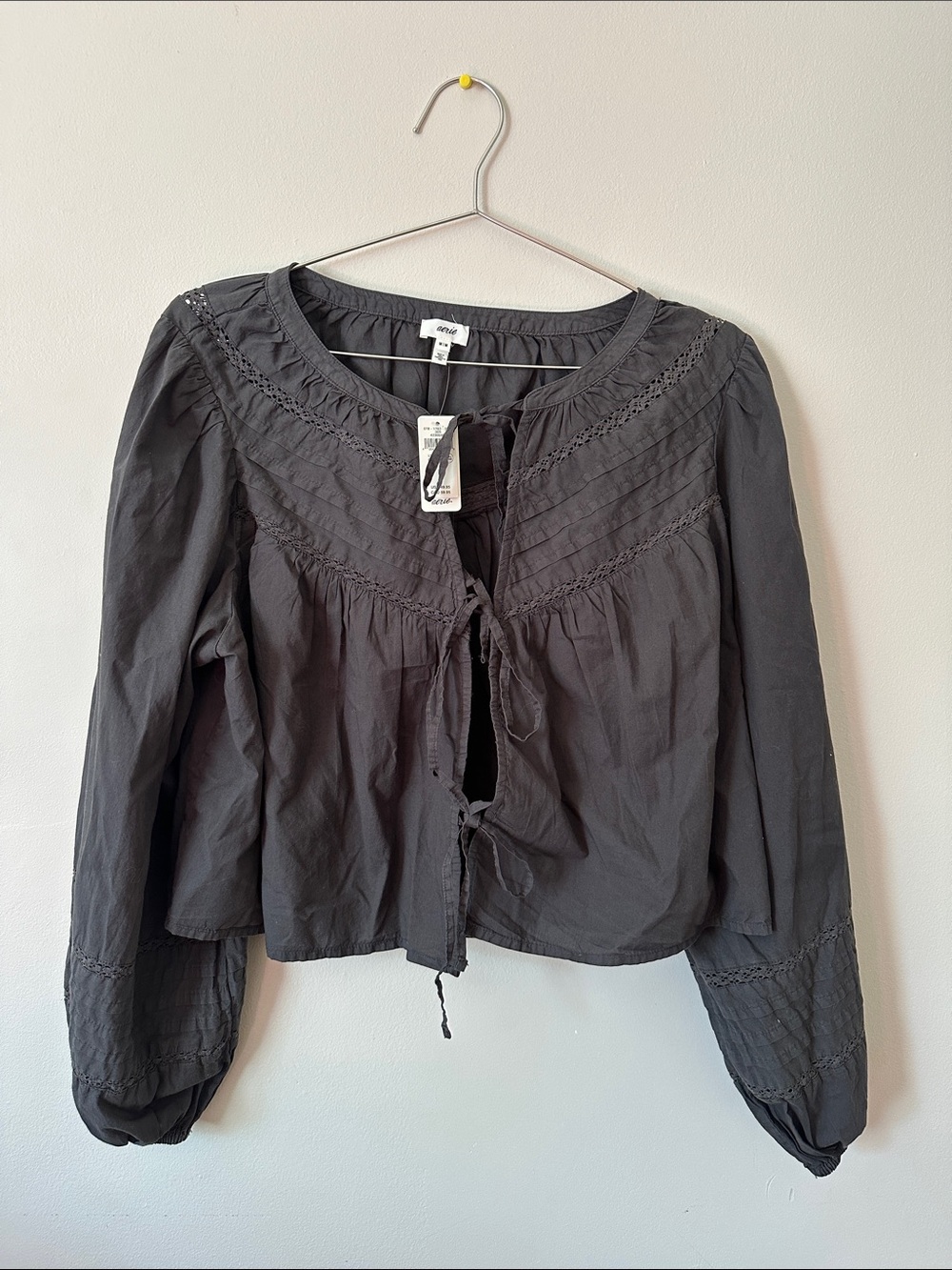 Aerie Tie-Front Peasant Blouse - Picture 1 of 9